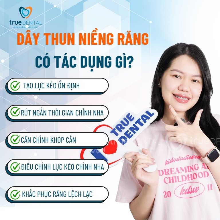 DÂY THUN NIỀNG RĂNG LÀ GÌ? CÓ TÁC DỤNG GÌ? 2 TÁC DỤNG CỦA DÂY THUN NIỀNG RĂNG