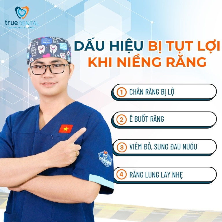 NIỀNG RĂNG BỊ TỤT LỢI: NGUYÊN NHÂN VÀ CÁCH ĐIỀU TRỊ 3 Dấu hiệu bị tụt lợi khi niềng răng