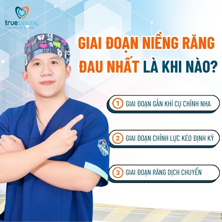 NIỀNG RĂNG CÓ ĐAU KHÔNG? GIAI ĐOẠN ĐAU NHẤT VÀ CÁCH GIẢM ĐAU 3 giai đoạn niềng răng đau nhất