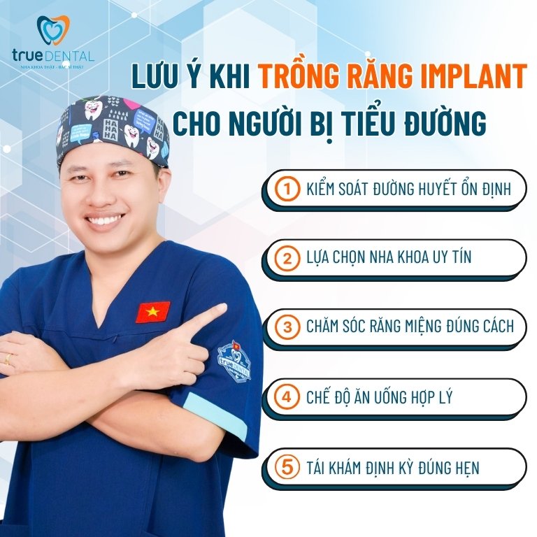 Lưu ý khi trồng răng Implant cho người bị tiểu đường