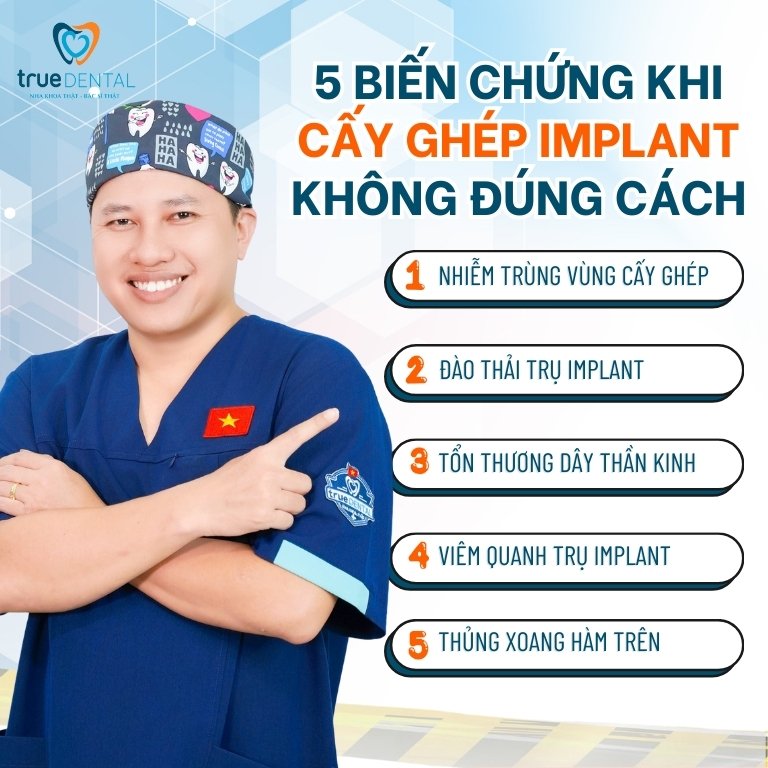 NHỮNG BIẾN CHỨNG KHI CẤY GHÉP IMPLANT KHÔNG ĐÚNG CÁCH BẠN CẦN BIẾT 2 Các biến chứng thường gặp khi cấy ghép implant không đúng cách