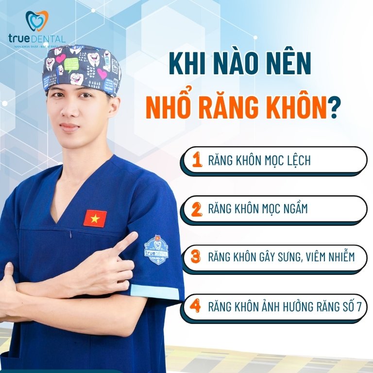 QUY TRÌNH NHỔ RĂNG KHÔN CHUẨN Y KHOA - NHỮNG ĐIỀU BẠN CẦN BIẾT 2 Khi nào nên nhổ răng khôn?