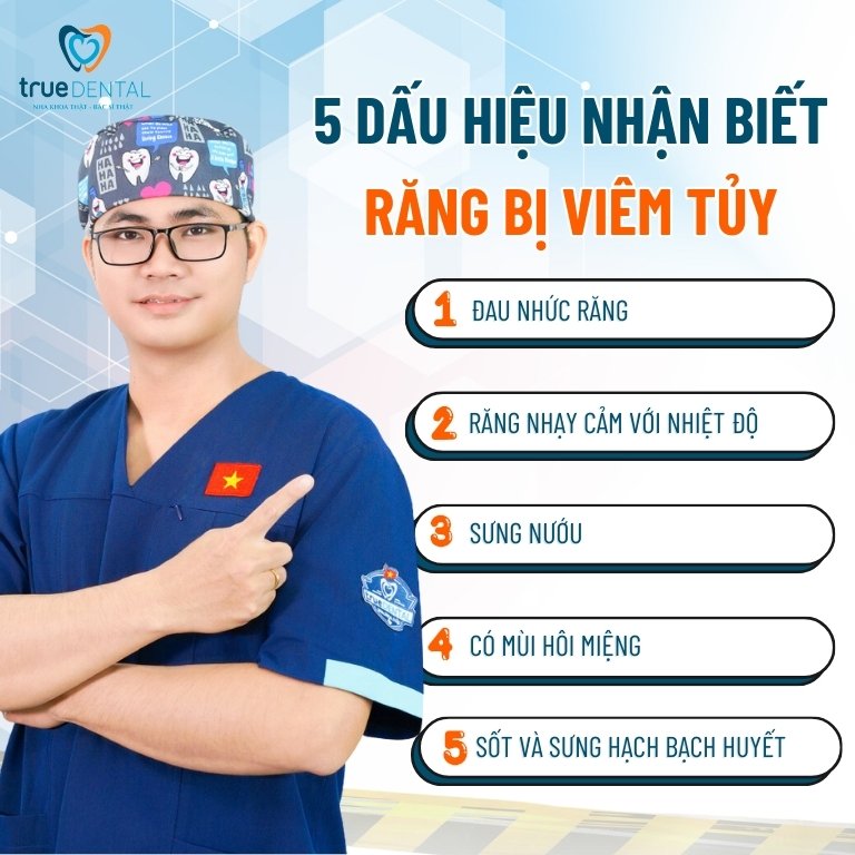 Viêm tủy răng: Dấu hiệu, nguyên nhân, cách phòng ngừa 2 Dấu hiệu nhận biết răng bị viêm tủy