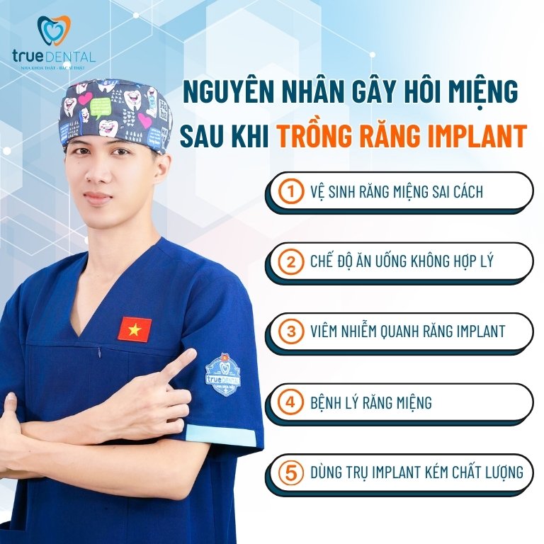 Nguyên nhân gây hôi miệng sau khi trồng răng implant