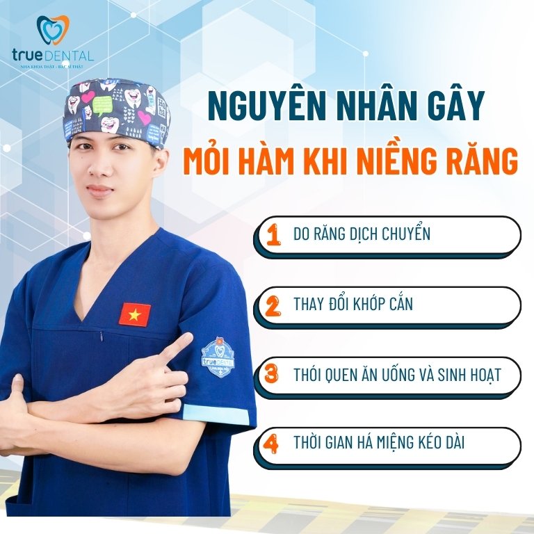 NIỀNG RĂNG BỊ MỎI HÀM: LÝ DO VÀ CÁCH KHẮC PHỤC 3 Nguyên nhân gây mỏi hàm khi niềng răng