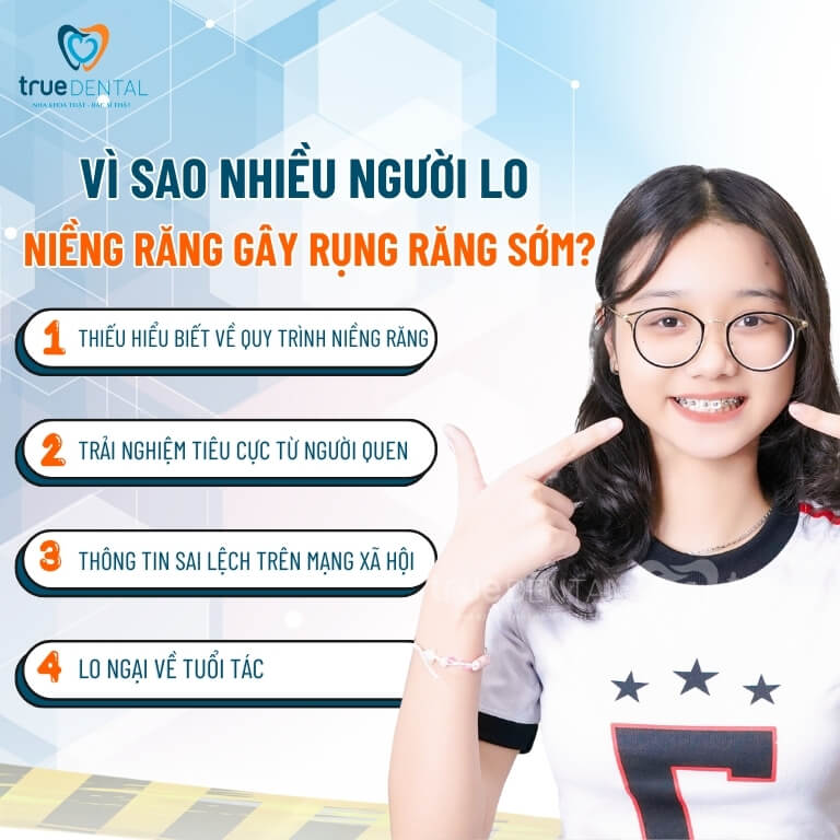Niềng răng có bị rụng răng sớm không? 1 Vì sao nhiều người lo lắng niềng răng có thể gây rụng răng sớm?