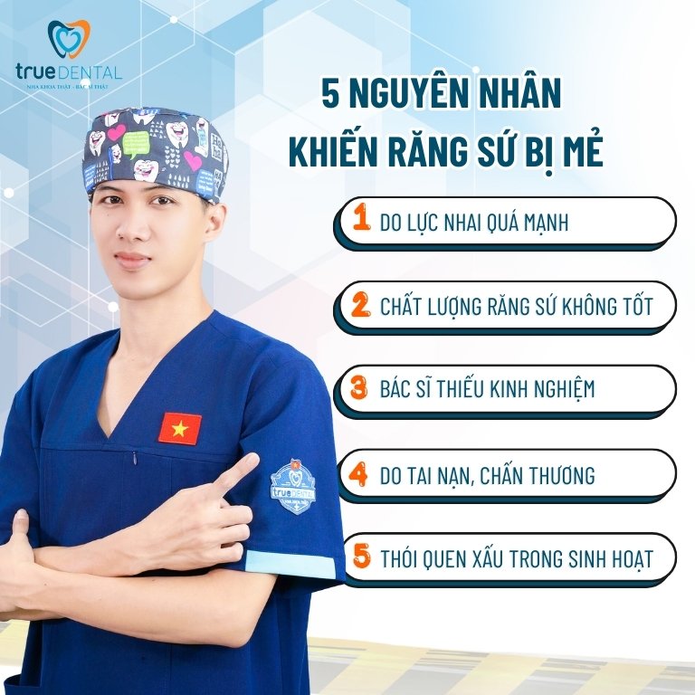 Răng sứ bị mẻ có trám được không? Làm gì khi răng sứ vỡ, mẻ? 1 Nguyên nhân khiến răng sứ bị mẻ là gì?