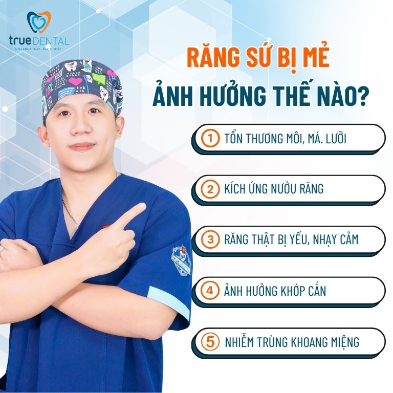 Răng sứ bị mẻ có trám được không? Làm gì khi răng sứ vỡ, mẻ? 2 Răng sứ bị mẻ ảnh hưởng thế nào?
