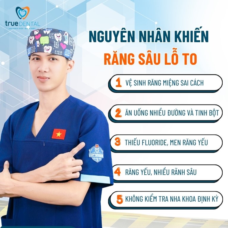 Trám răng sâu lỗ to được không? Giá bao nhiêu? 2 Nguyên nhân khiến răng sâu lỗ to