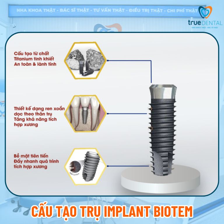 Trụ implant Biotem Hàn Quốc giá bao nhiêu? Có tốt không? 2 Cấu tạo của trụ Implant Biotem