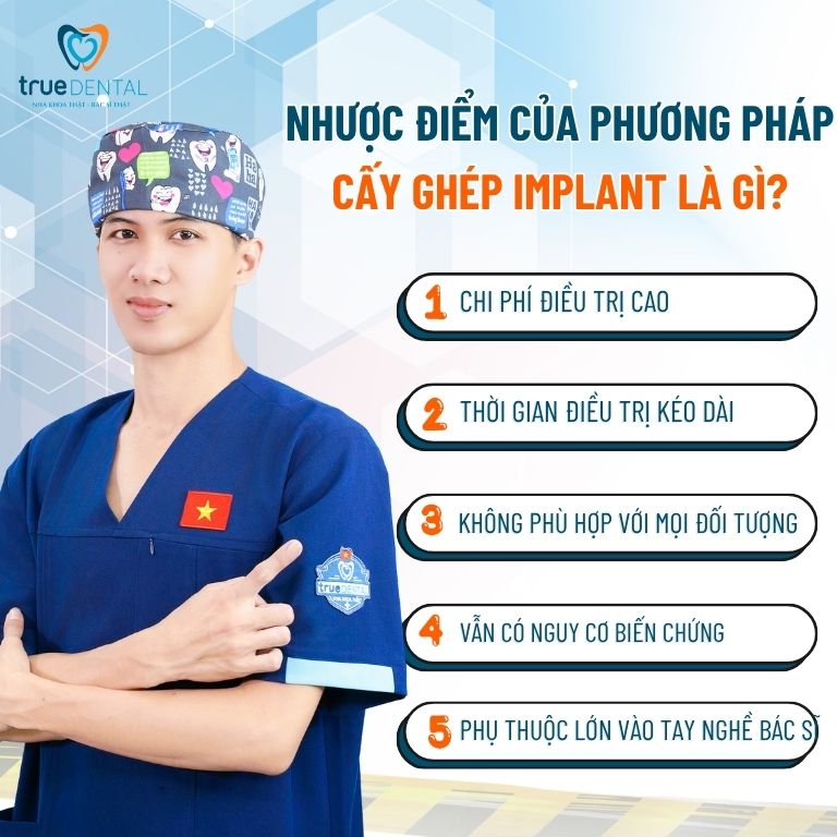 Cấy Ghép Implant Có Tốt Không? Sự Thật Không Phải Ai Cũng Biết 3 Nhược điểm của phương pháp cấy ghép Implant là gì?