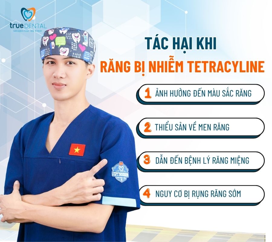 Răng nhiễm Tetracycline là gì? Nguyên nhân và cách điều trị 5 Tác hại khi răng bị nhiễm Tetracyline