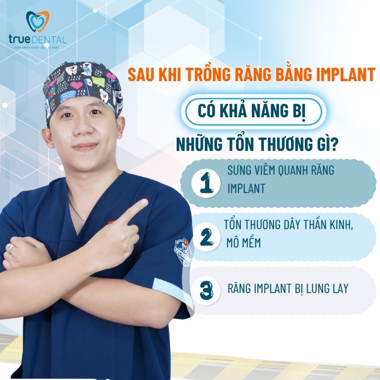 Trồng răng bằng cấy ghép implant có thật sự tốt 3 Sau khi trồng răng bằng Implant có khả năng bị những tổn thương gì?